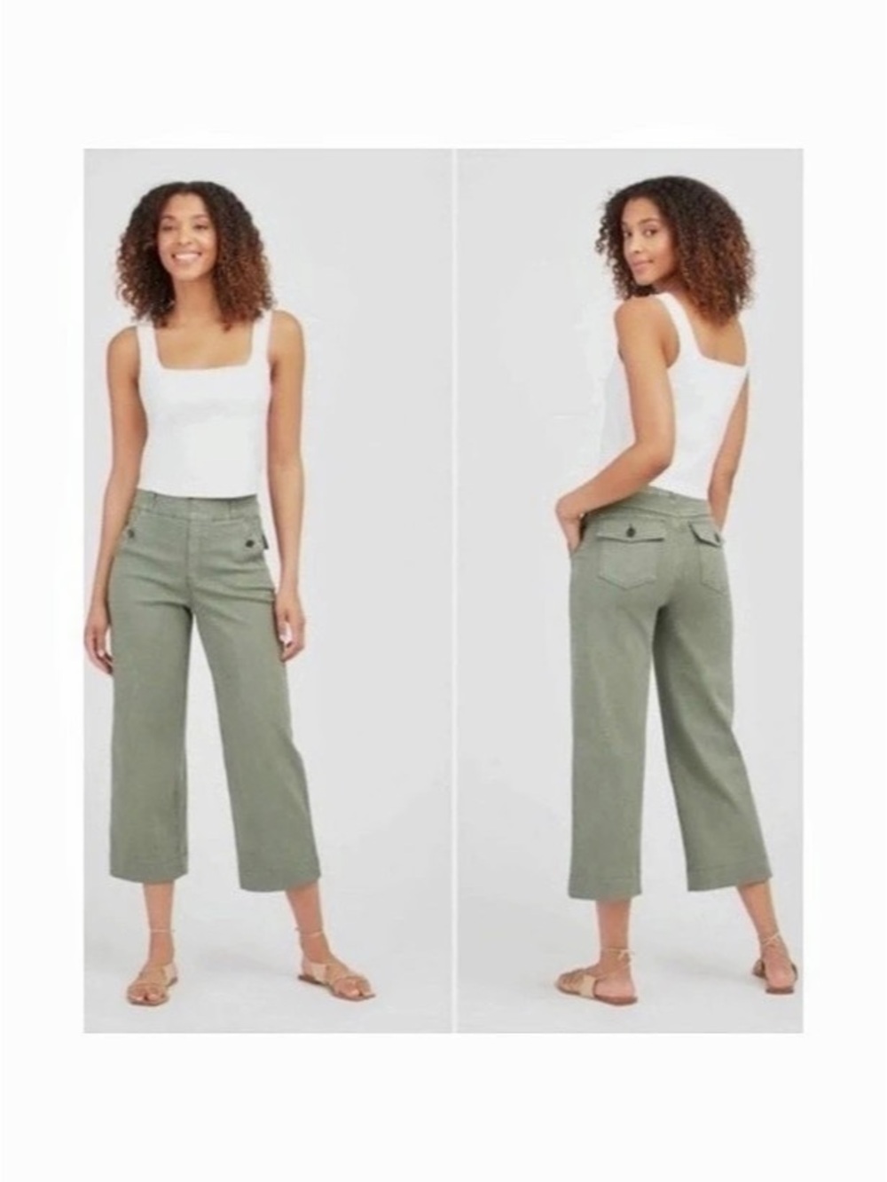 Spanx Twill Cropped Pants in Green